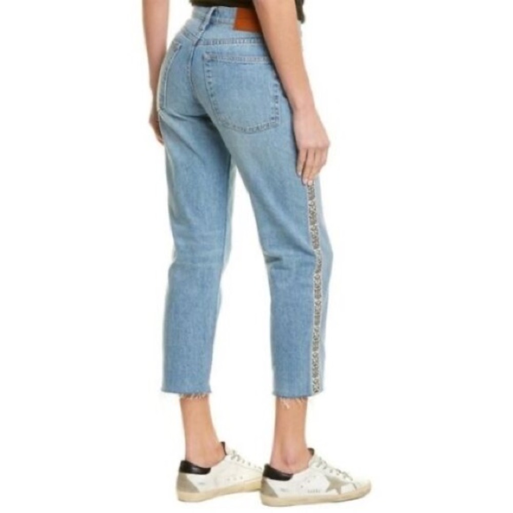 Lucky Brand Relaxed Tapered Stripe Mom Jeans, size 4/27